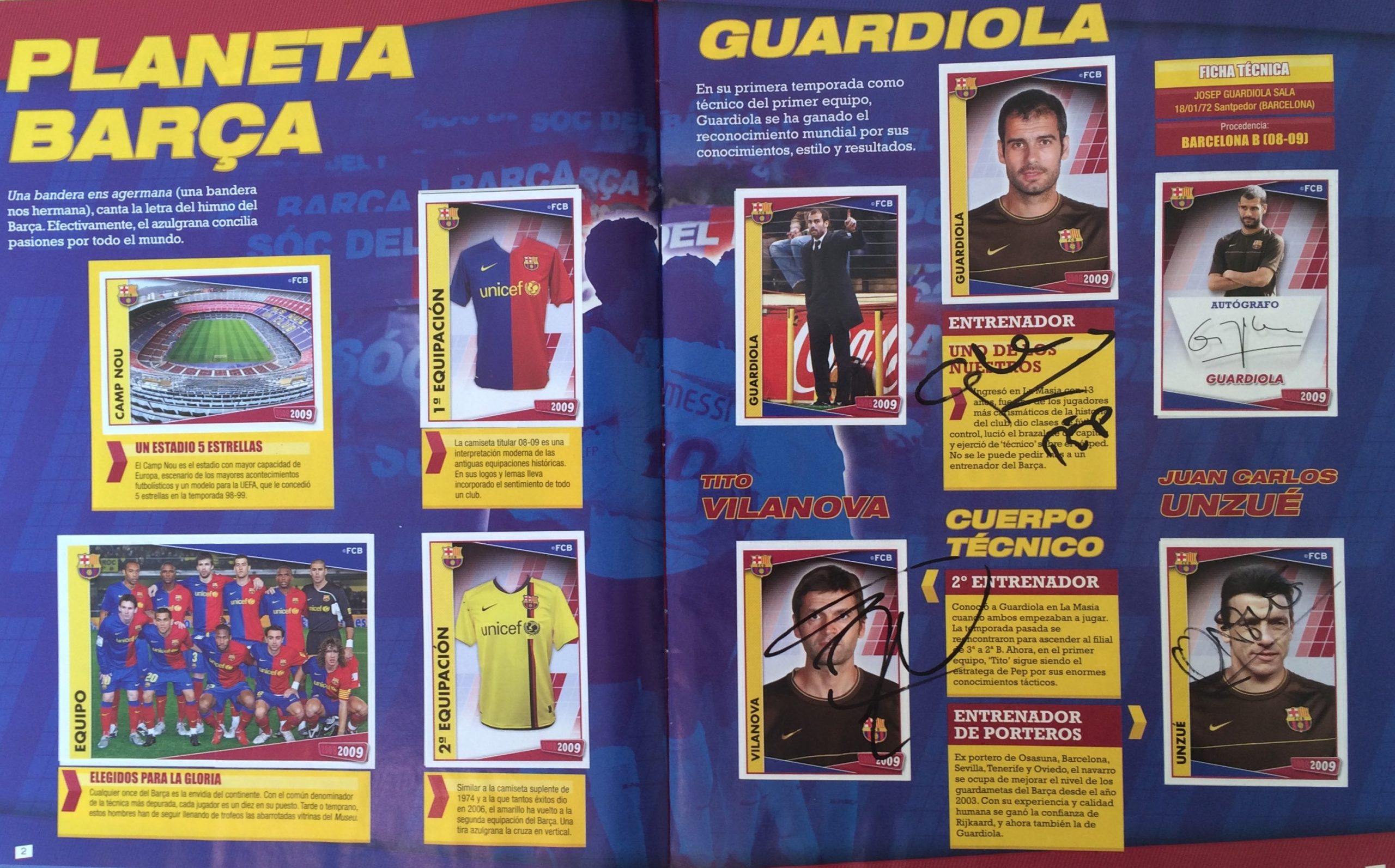 Temporada2008-2009 FCBarcelona àlbum de cromos signat pels jugadors
