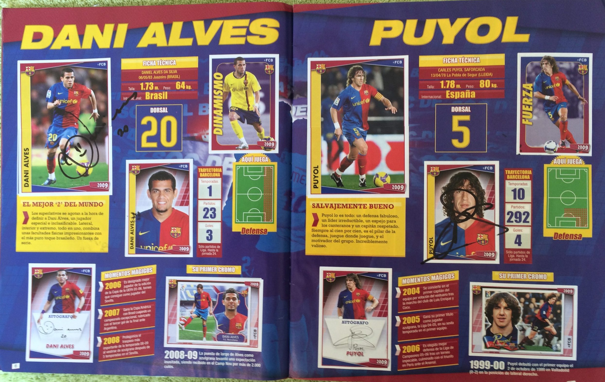 Temporada2008-2009 FCBarcelona àlbum de cromos signat pels jugadors