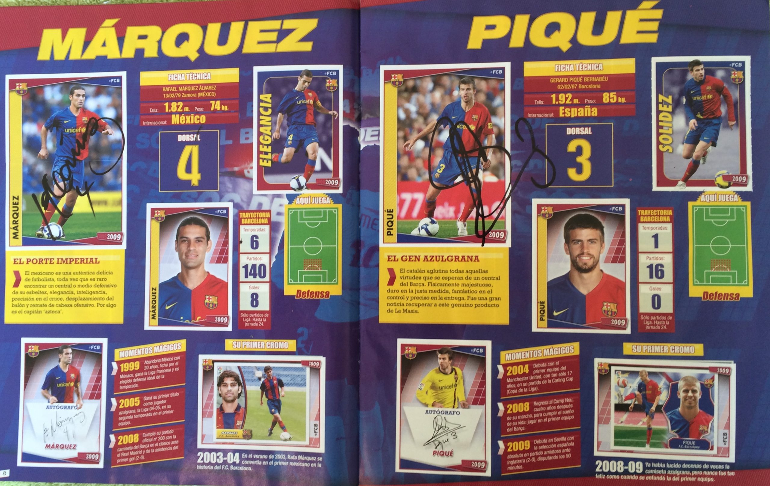 Temporada2008-2009 FCBarcelona àlbum de cromos signat pels jugadors