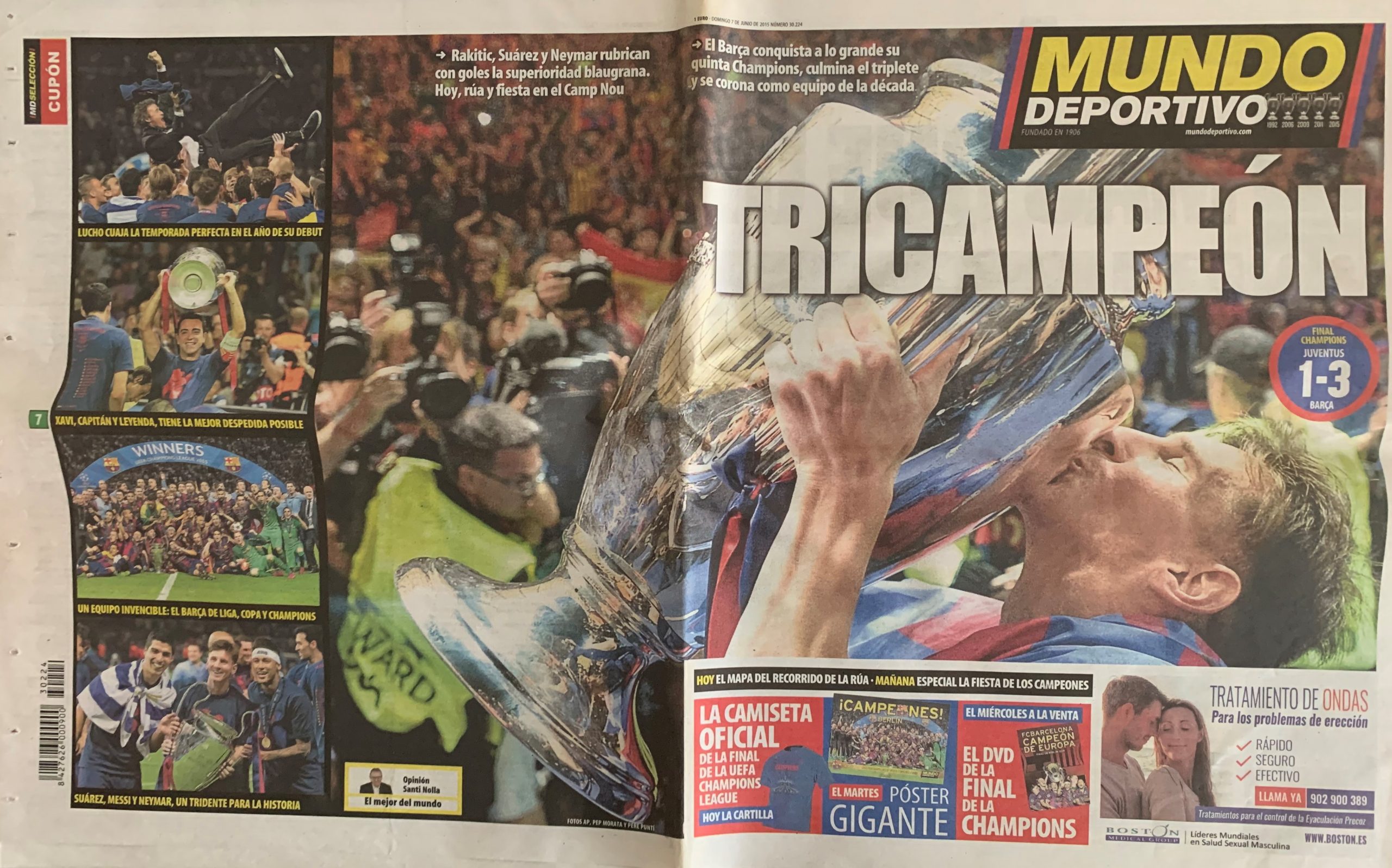 diari El Mundo Deportivo TRICAMPEÓN 1-3 07/06/2015