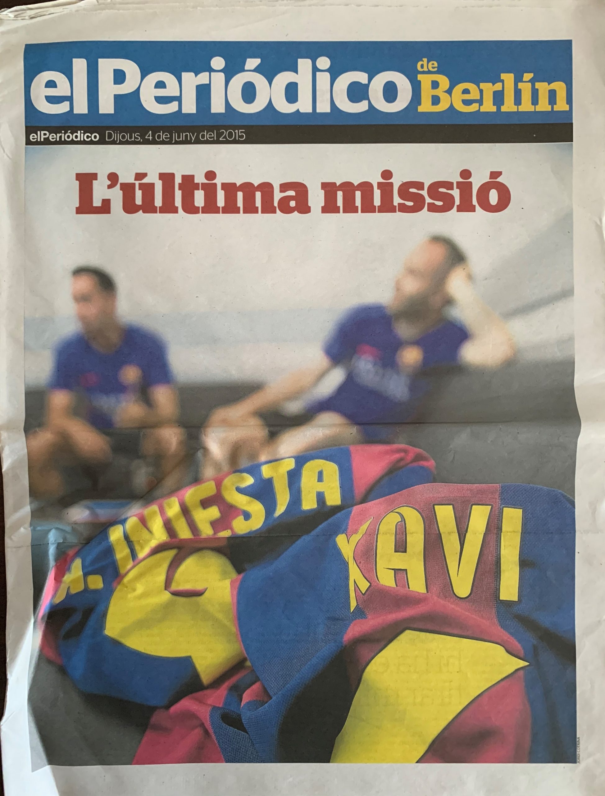 eL Periódico de Berlín 07/06/2015 L'última missió Xavi Iniesta