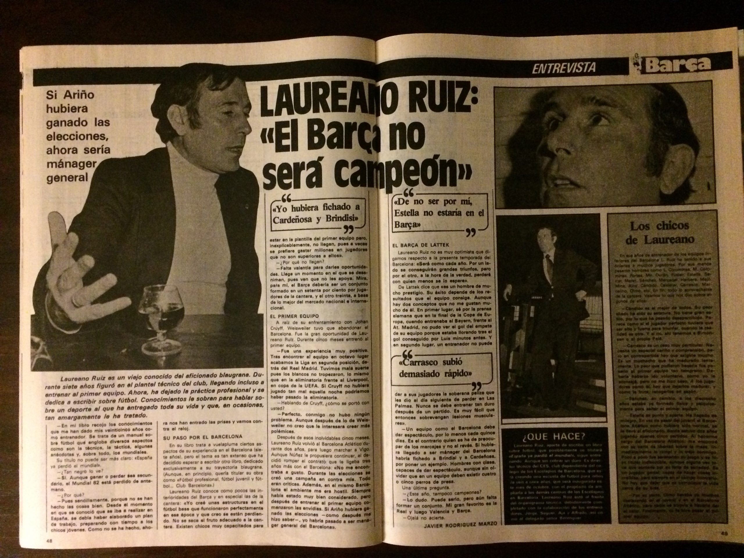 Revista Barça octubre 1981 firmado Quini