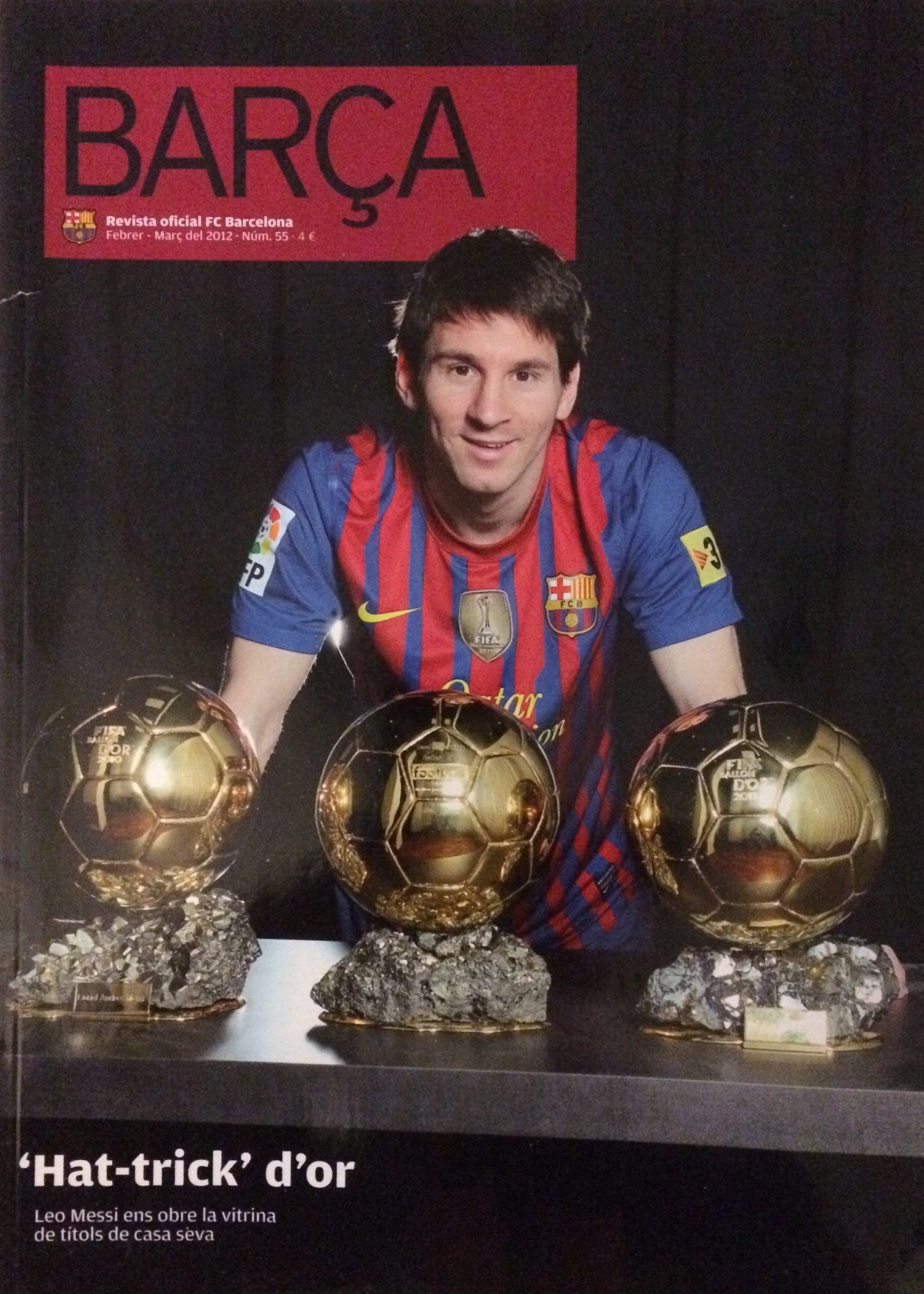 Revista Barça febrer-març 2012 Hat-trick d'or Messi