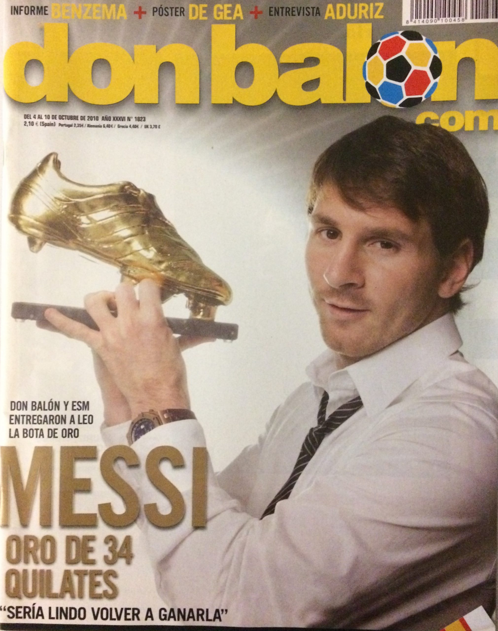Don Balon MESSI oro de 34 quilates 4/10/2010
