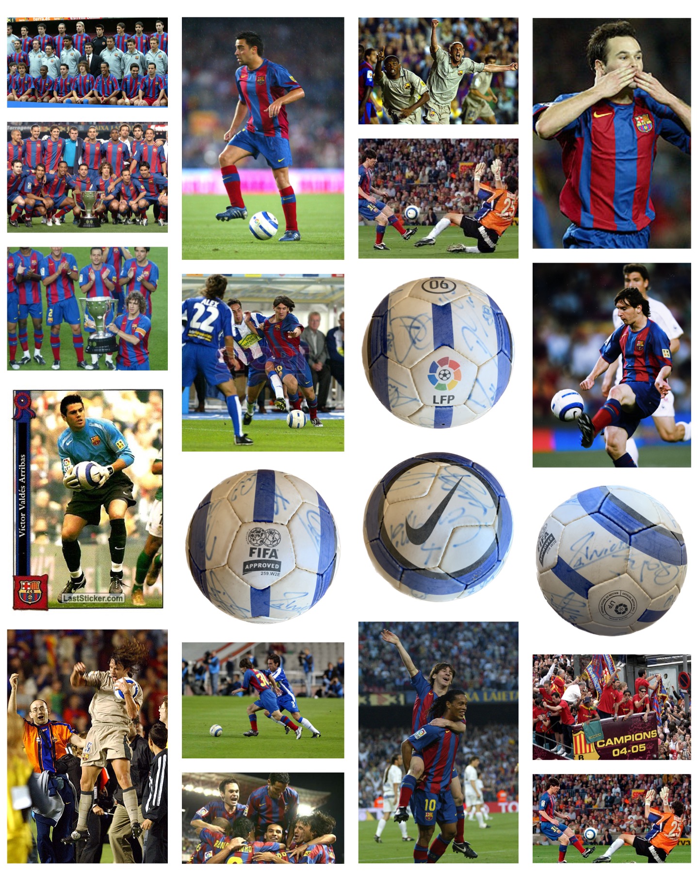 Pilota Liga 2004/2005 signada jugadors Barça match worn