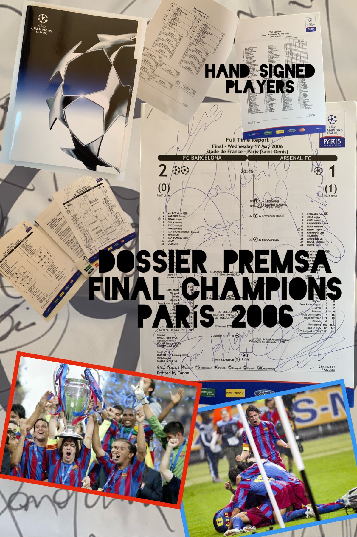 Dossier premsa final Champions 2006 hand signed players Dossier premsa final Champions 2006 hand signed players