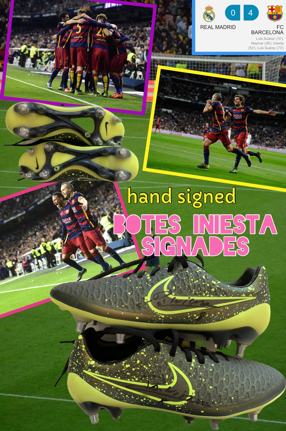 Botes Iniesta hand signed nike Madrid 0 Barça 4