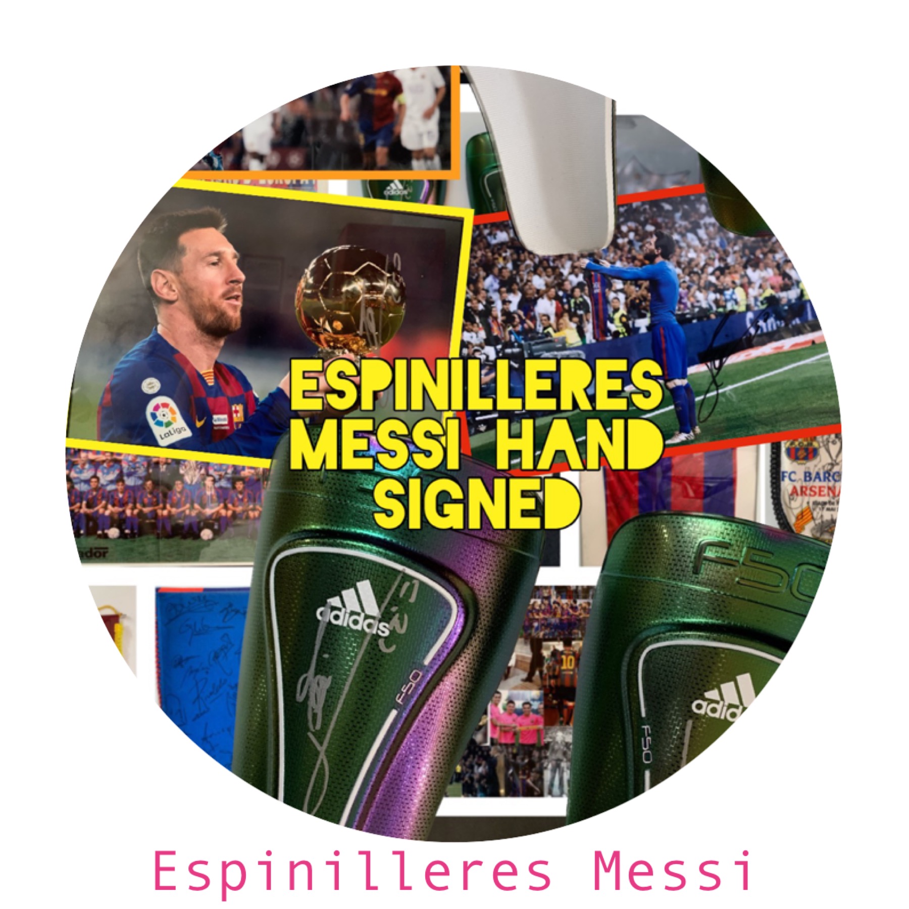 Espinilleres adidas F50 pro MESSI hand signed