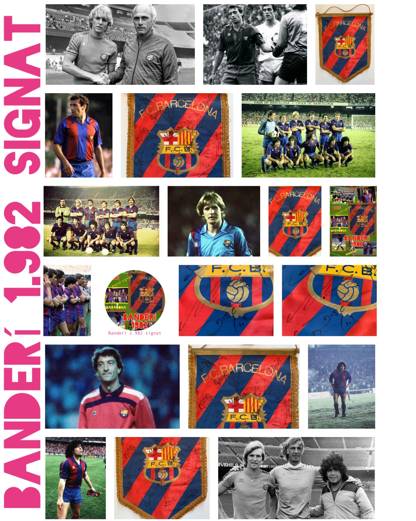 Banderí FCBarcelona 1.982 signat pels jugadors 