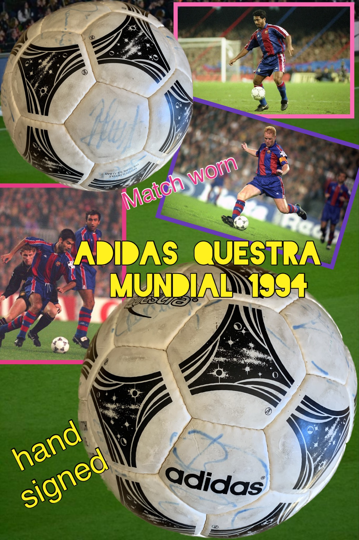 Pilota match worn Adidas Questra Mundial 1994 signed playersPilota match worn Adidas Questra Mundial 1994 signed players