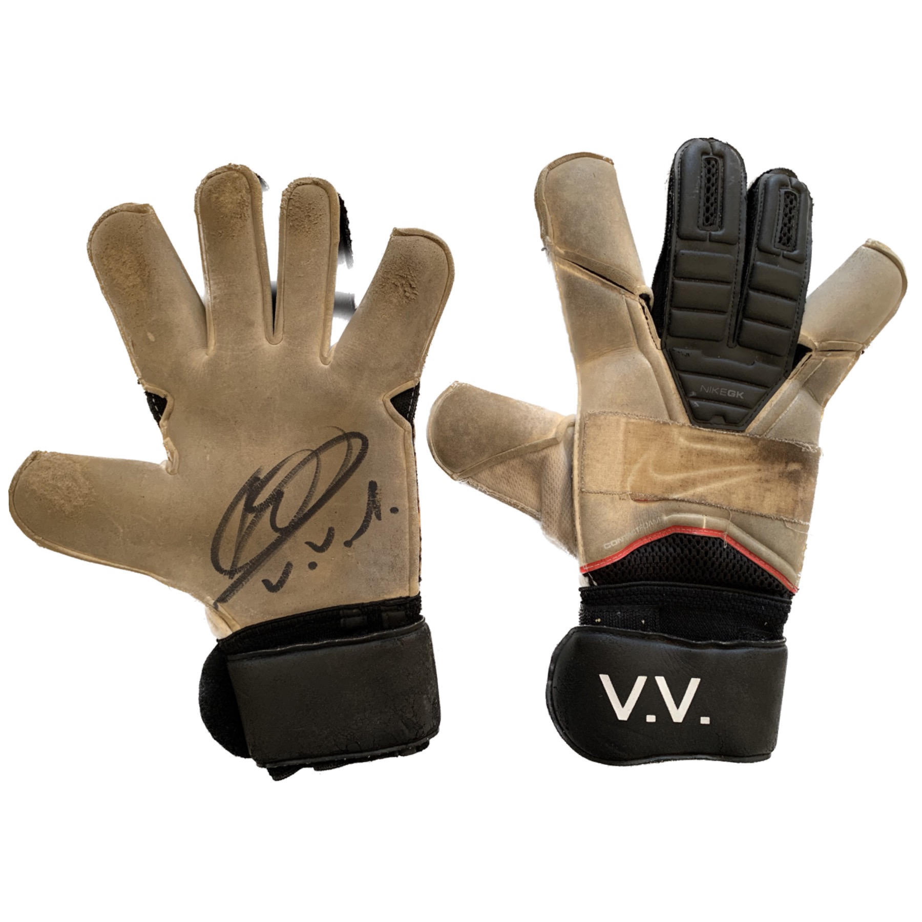 Guants Nike GK utilitzats en partit i signats per Víctor Valdés