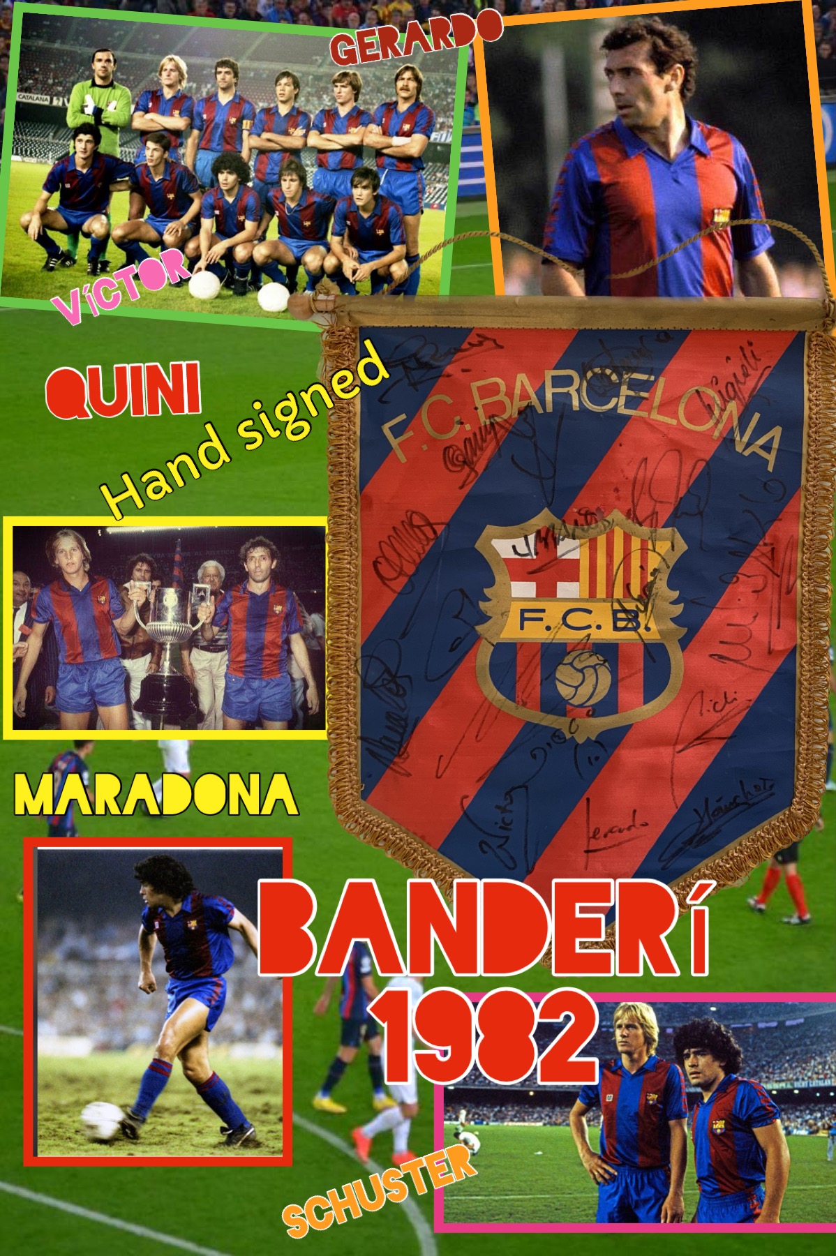 Banderí FCBarcelona 1.982 signat pels jugadors