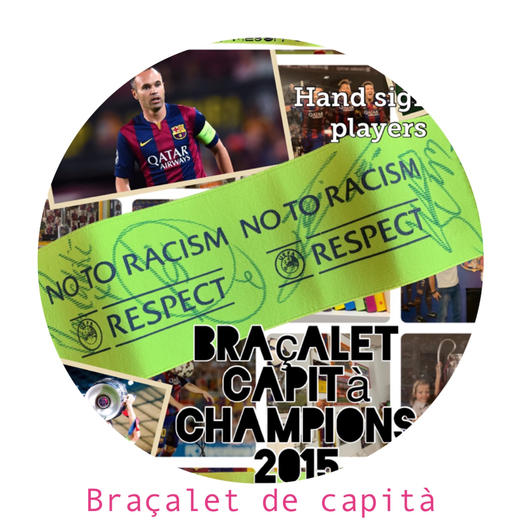 braçalet de capità CHAMPIONS Barça signed players Rakitic, Xavi, Messi, Suárez, Alves, Sergio, Iniesta 2015