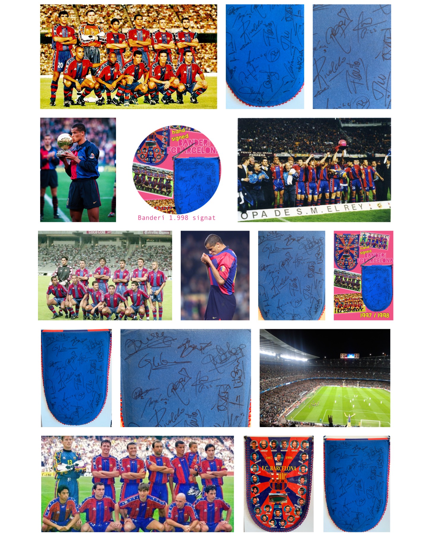 Banderí FC Barcelona 1997-1998 signat