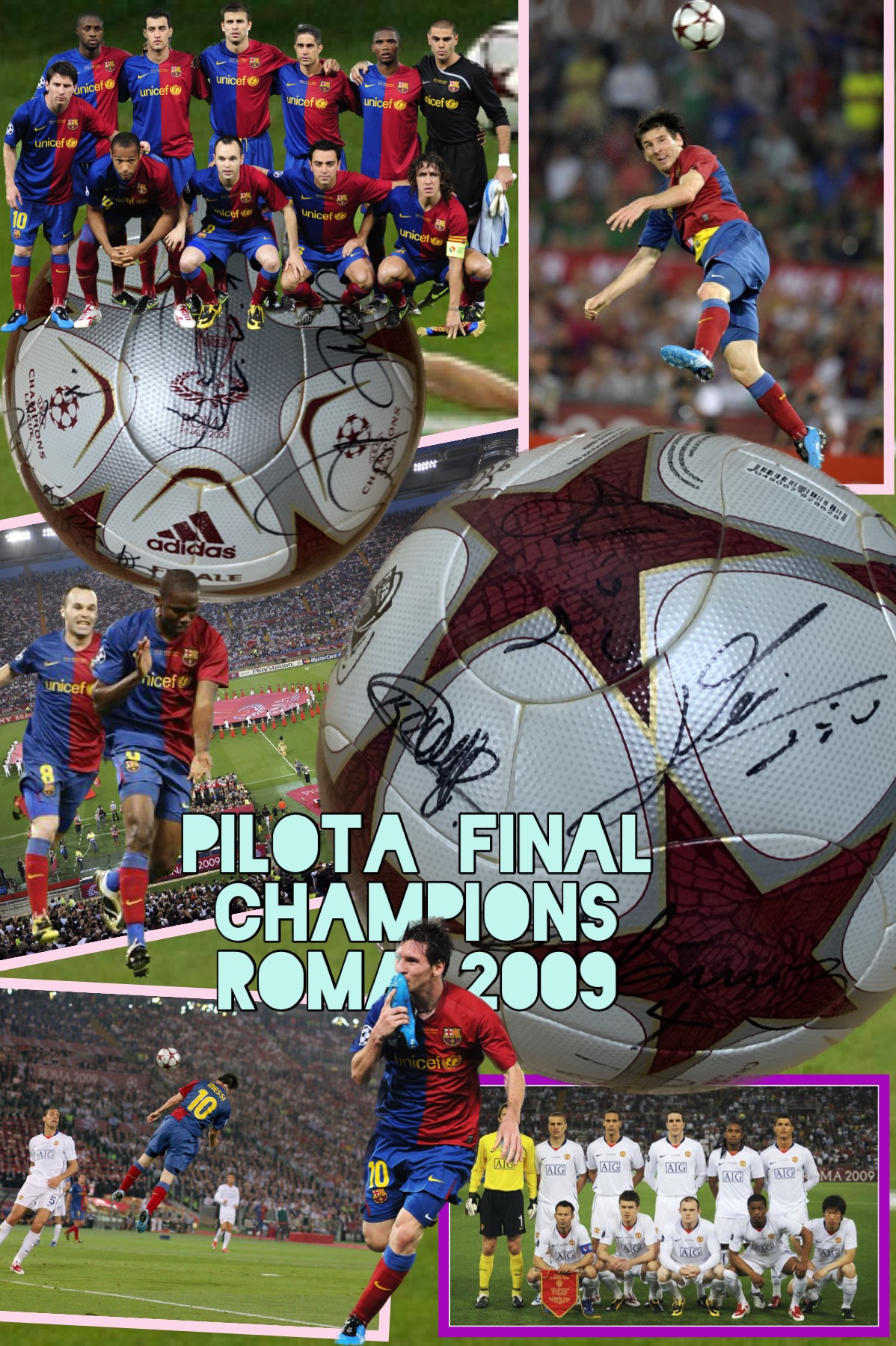 Pilota adidas final Champions Roma 2009 signada pels jugadors del Barça