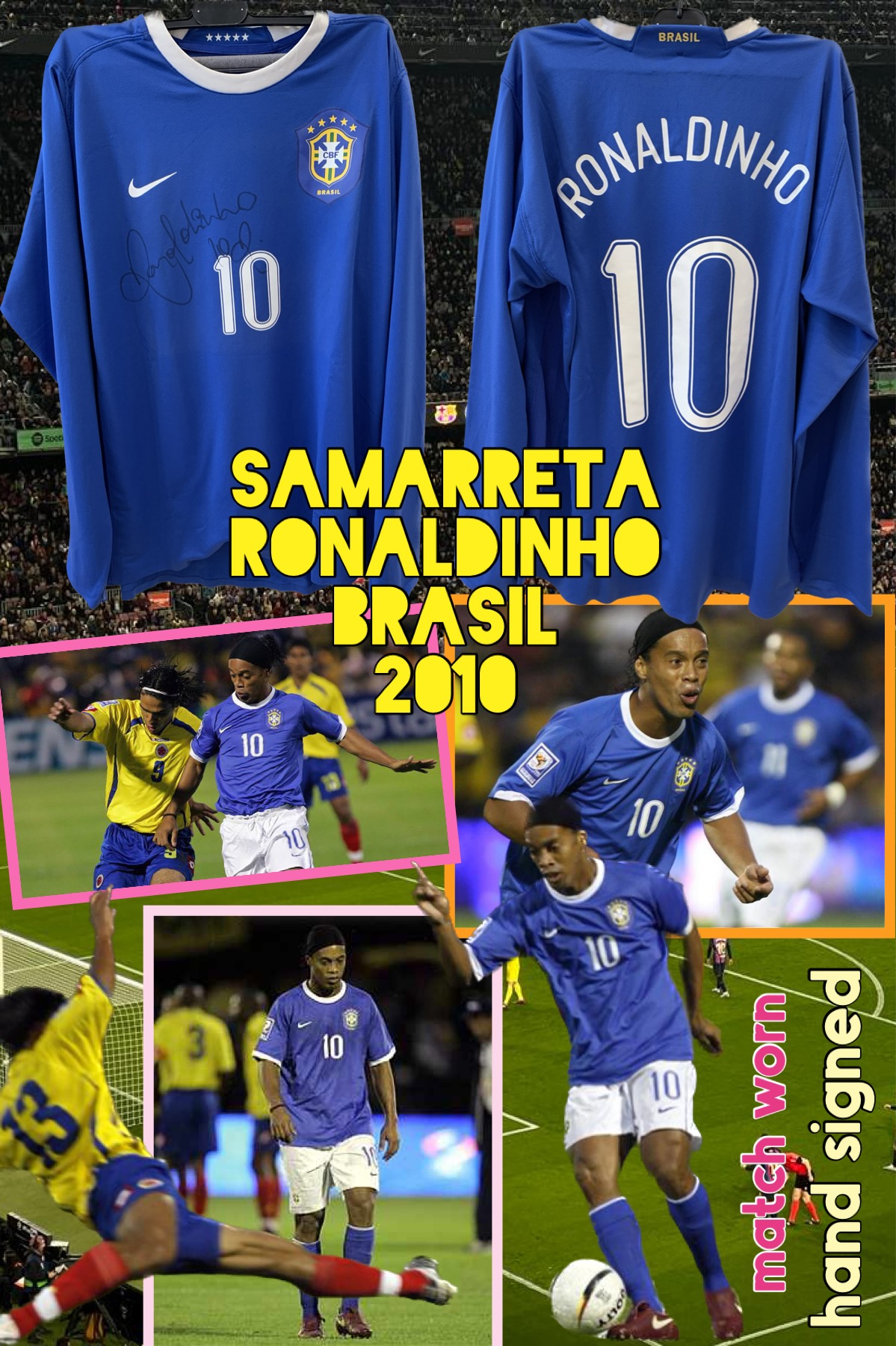 Samarreta Ronaldinho NIKE Brasil azul 2010 firmada