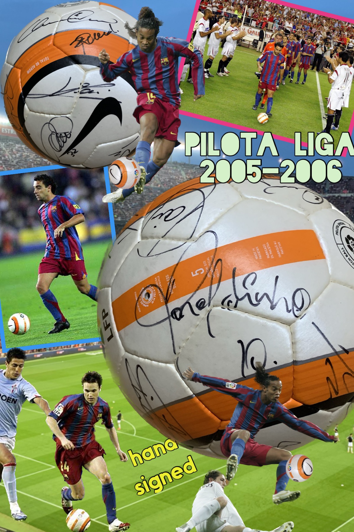 Pilota Liga 2005/06 signada pels jugadors del Barça