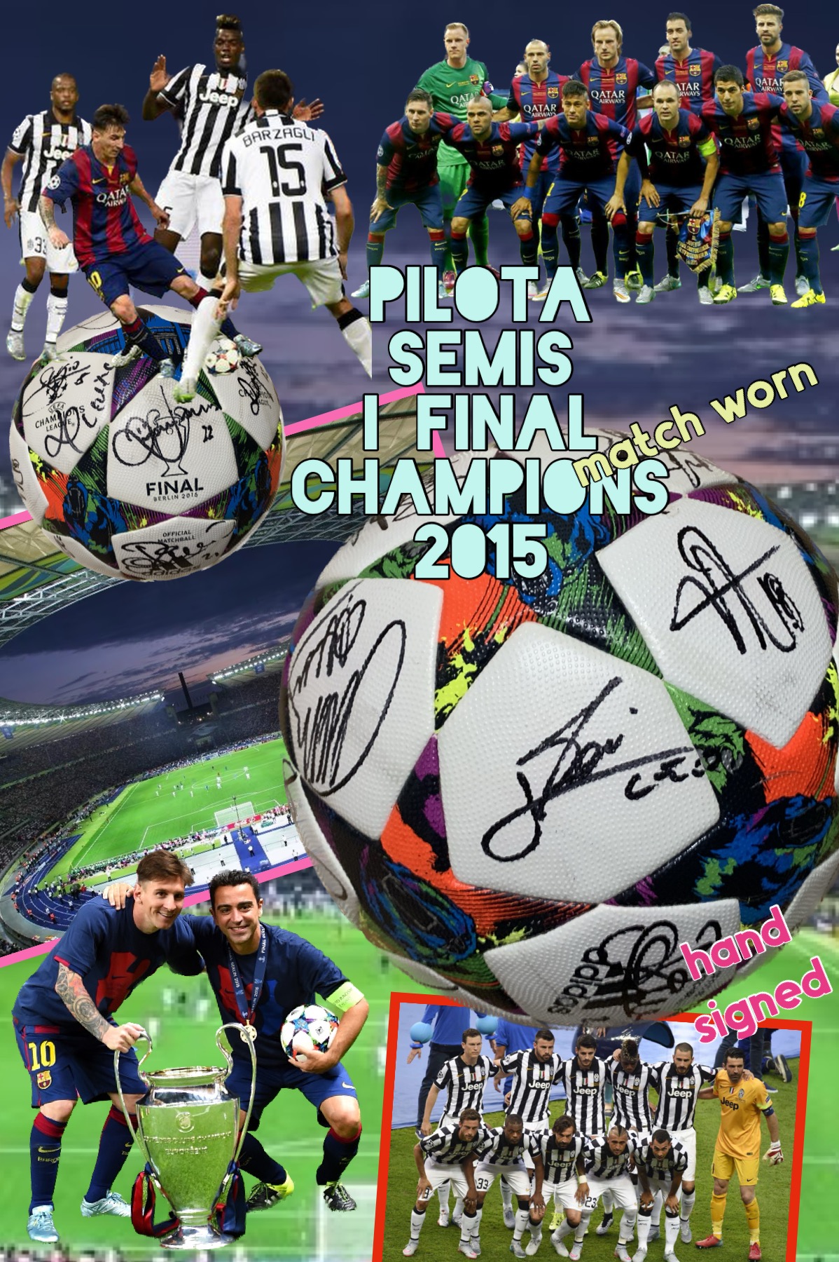 Pilota adidas semis / final Champions Berlin 2015 signada pels jugadors del Barça, match worn