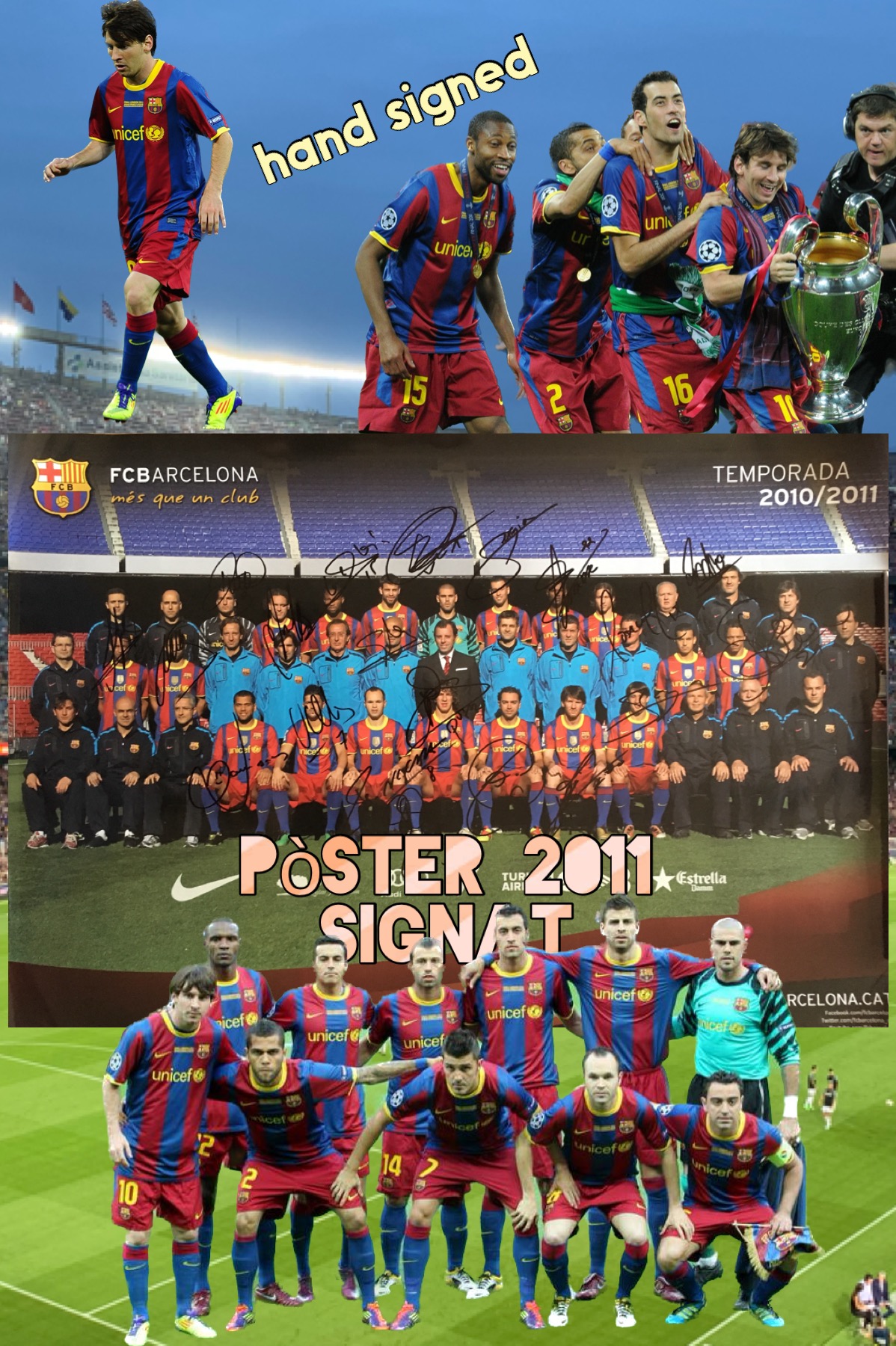 Pòster FCBarcelona 2010/11 signat pels jugadors del Barça