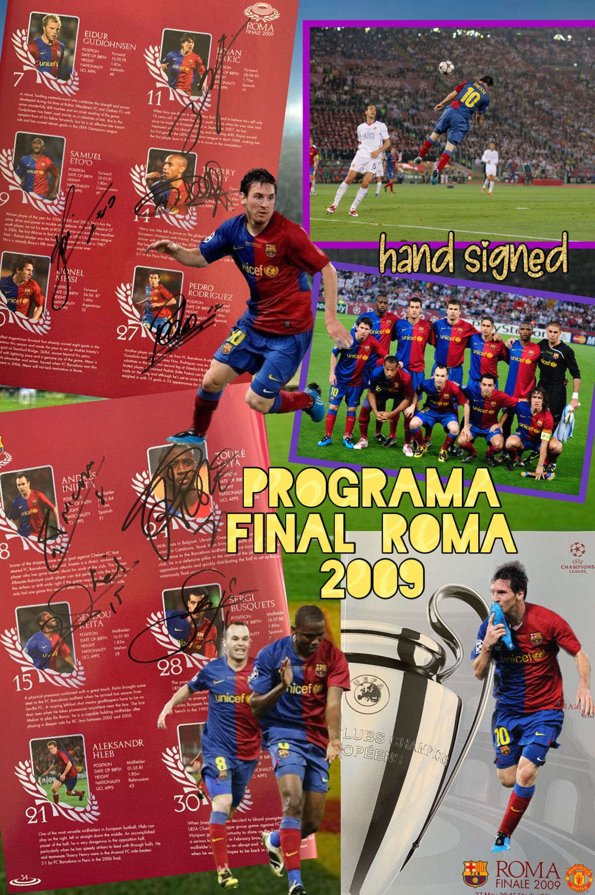 Programma Final Roma 2009 signat pels jugadors del Barça