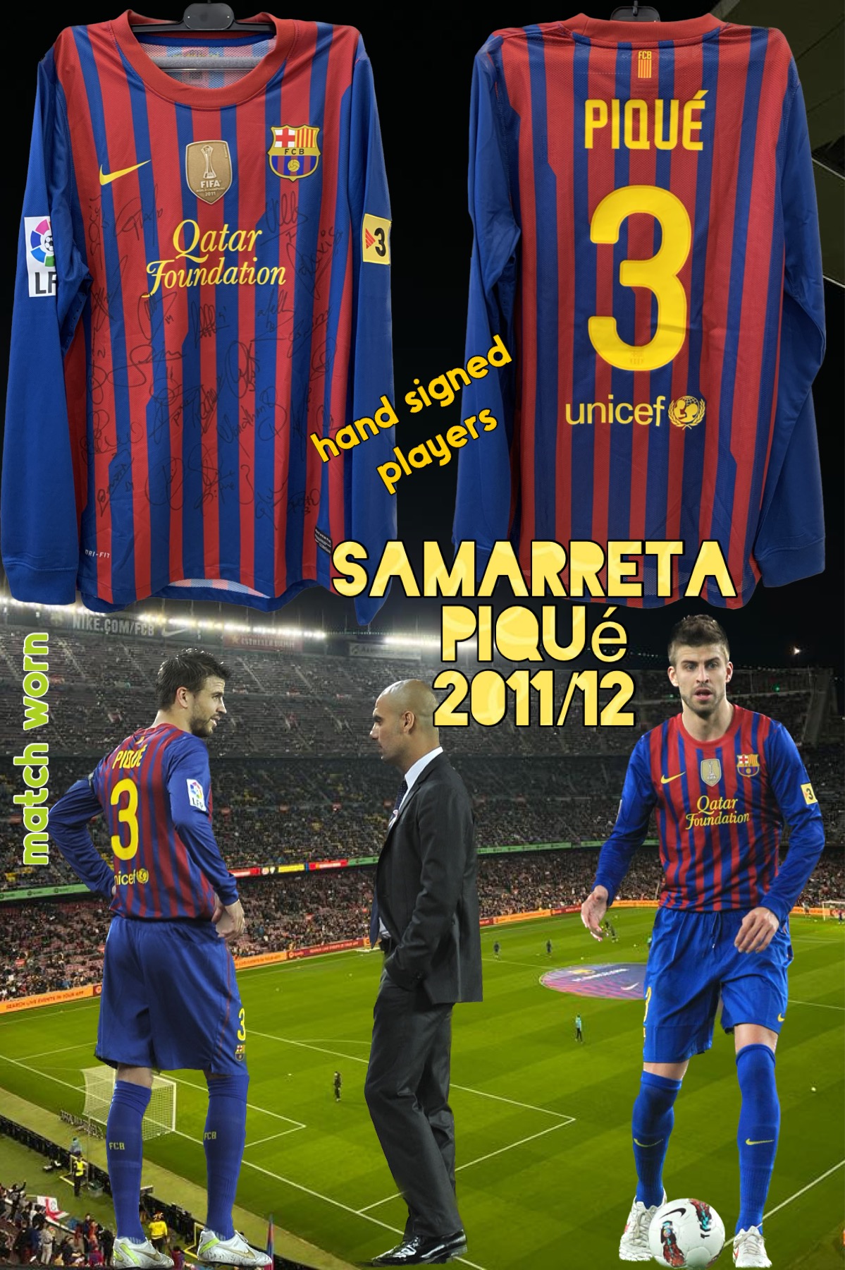 Samarreta Piqué de partit signada per tots els jugadors del Barça NIKE 2012