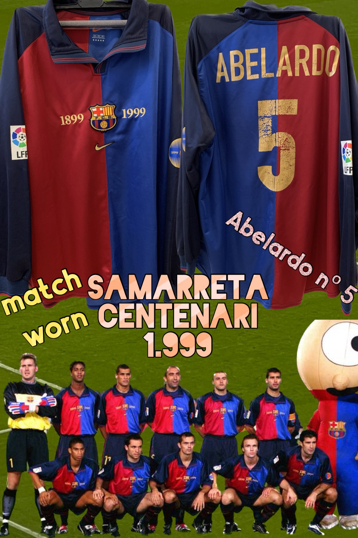 Samarreta NIKE centenari del Barça de partit de Abelardo 1999