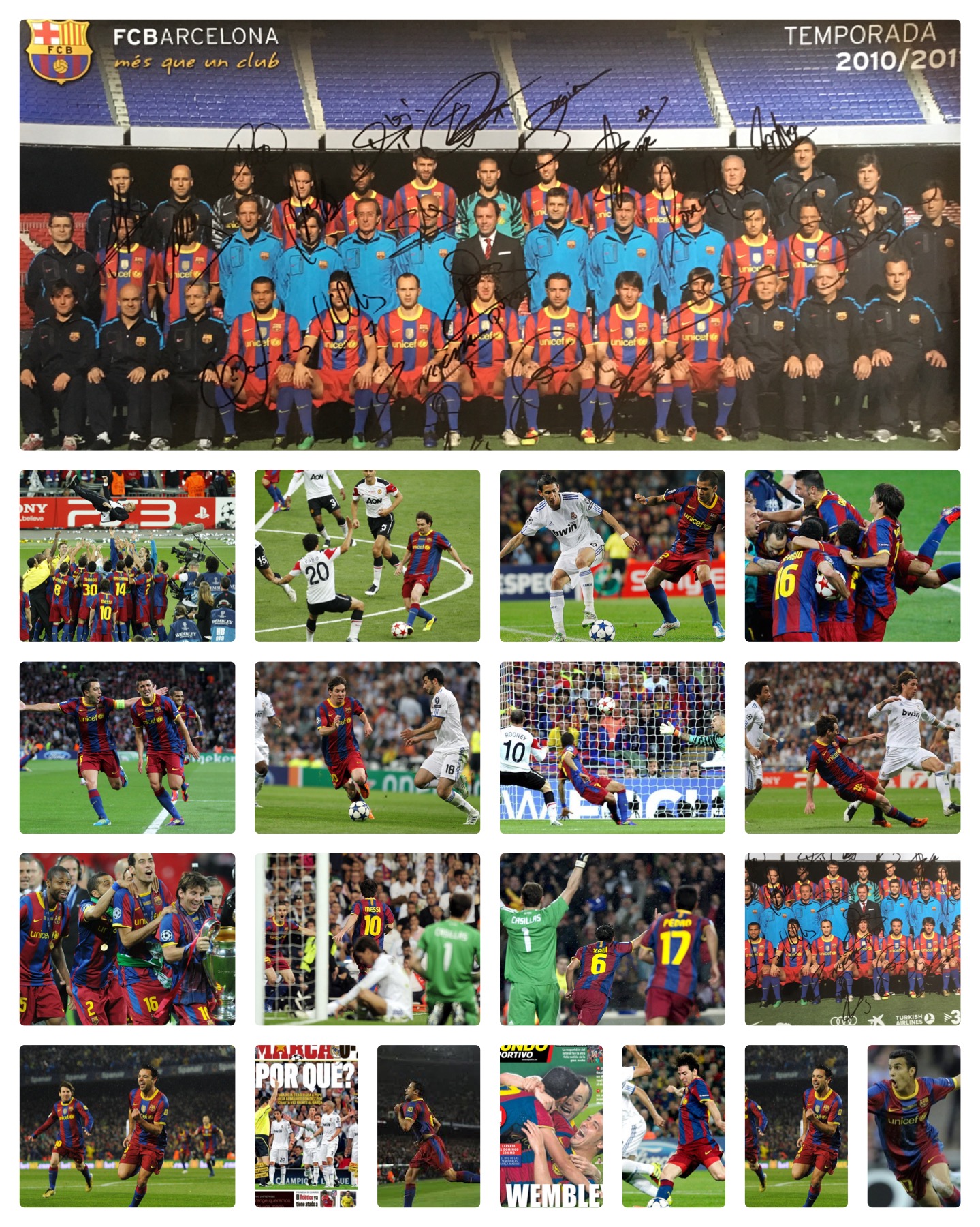Pòster FCBarcelona 2010 2011 signat pels jugadors del Barça