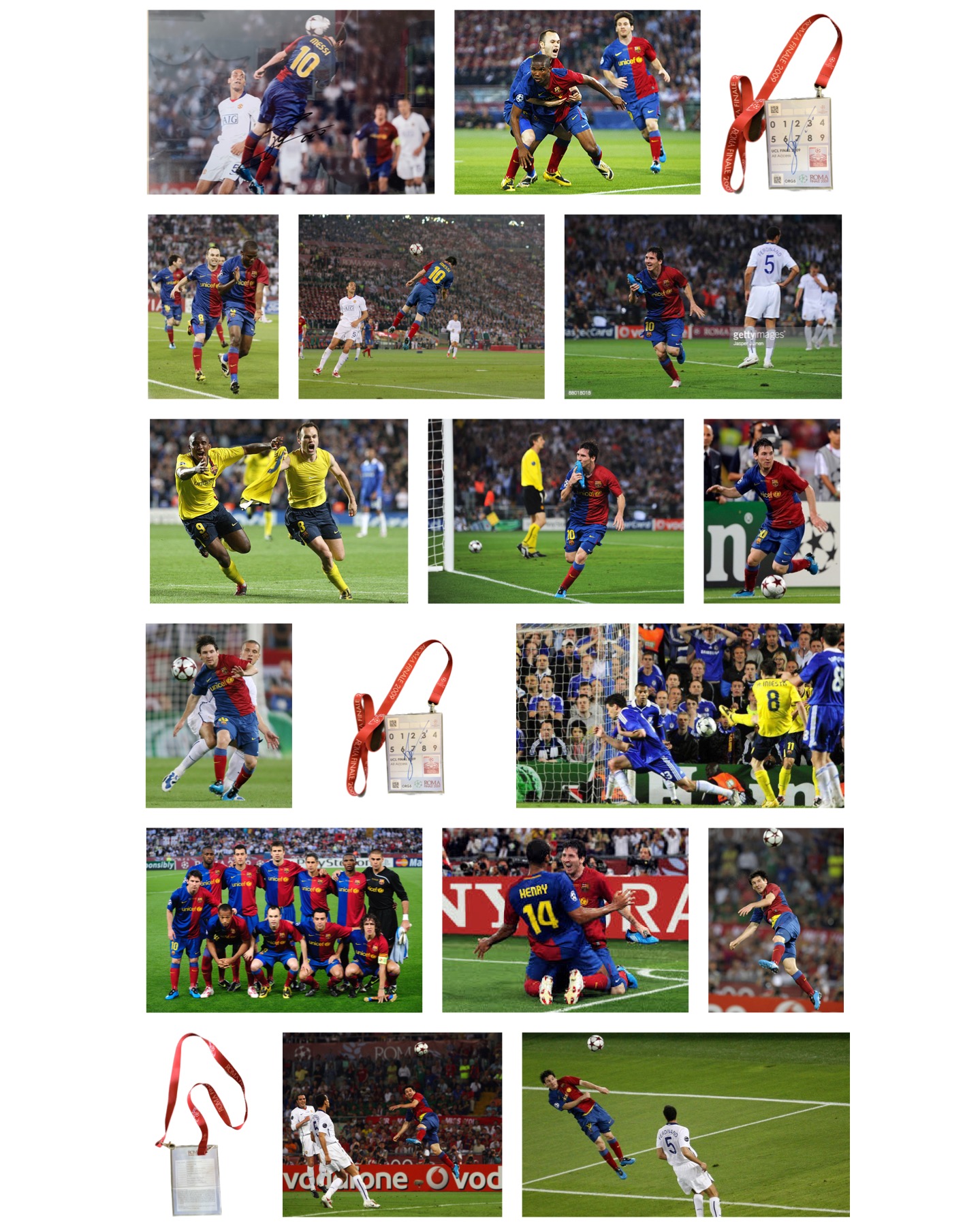 Composició de Leo Messi a la final de Roma 2009 amb el passi signat