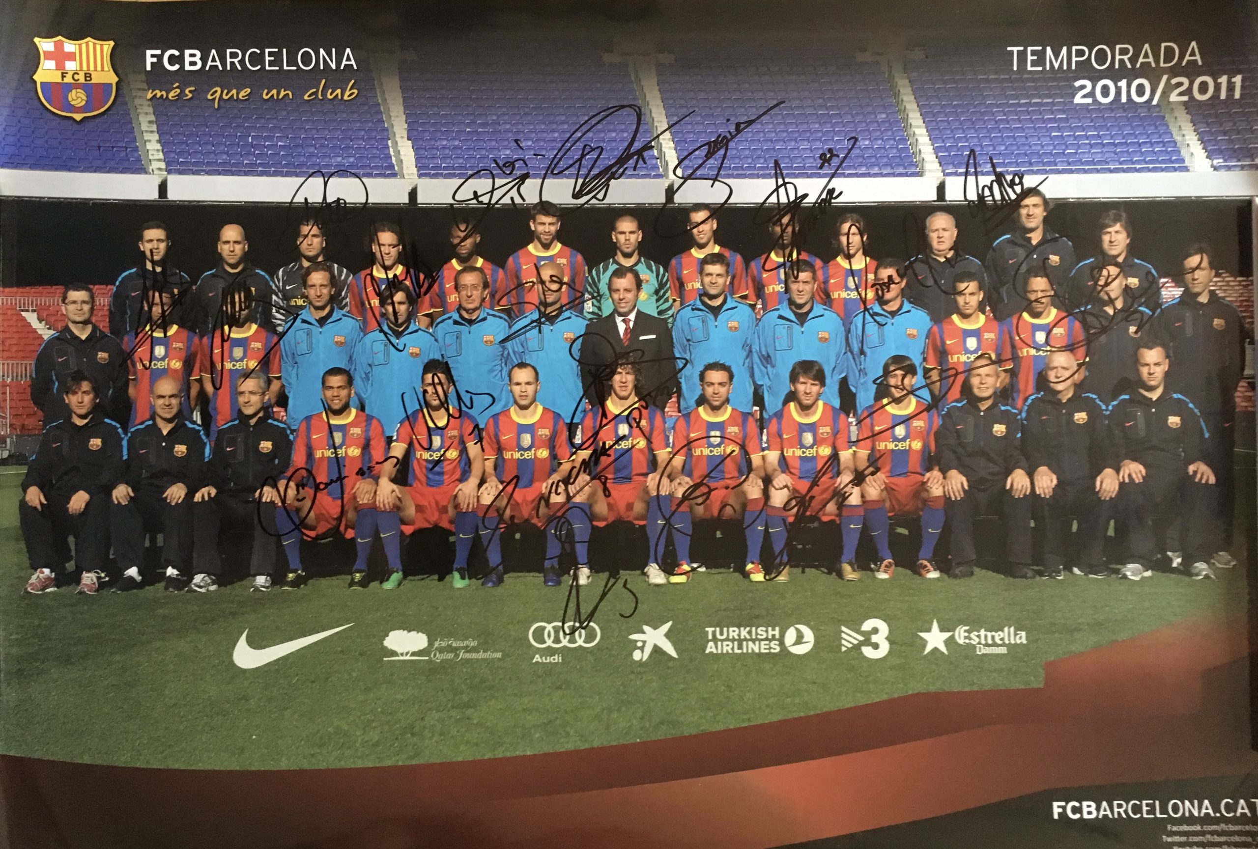 Pòster FCBarcelona 2010/11 signat pels jugadors del Barça