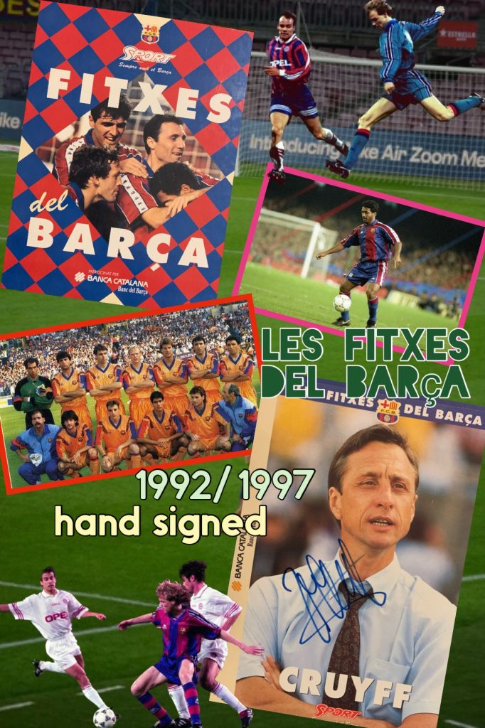Fitxes del Barça 1992-1997 signat pels jugadors Sport HAND SIGNED