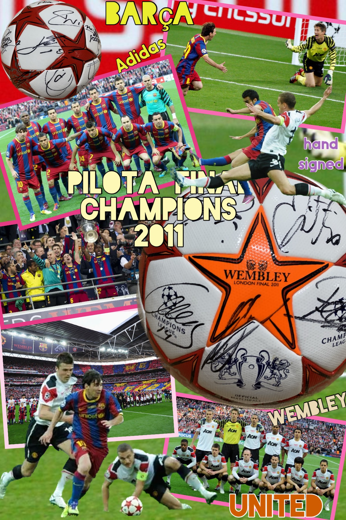 Pilota Final Champions Wembley 2.011 signada pels jugadors del Barça