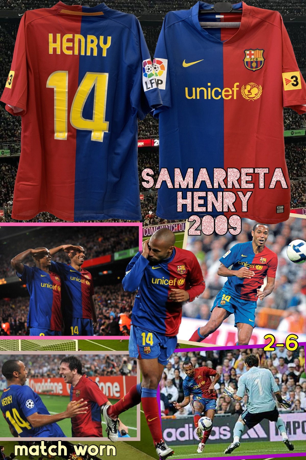 Samarreta NIKE del Barça amb el 14 Titi Henry de partit 2009