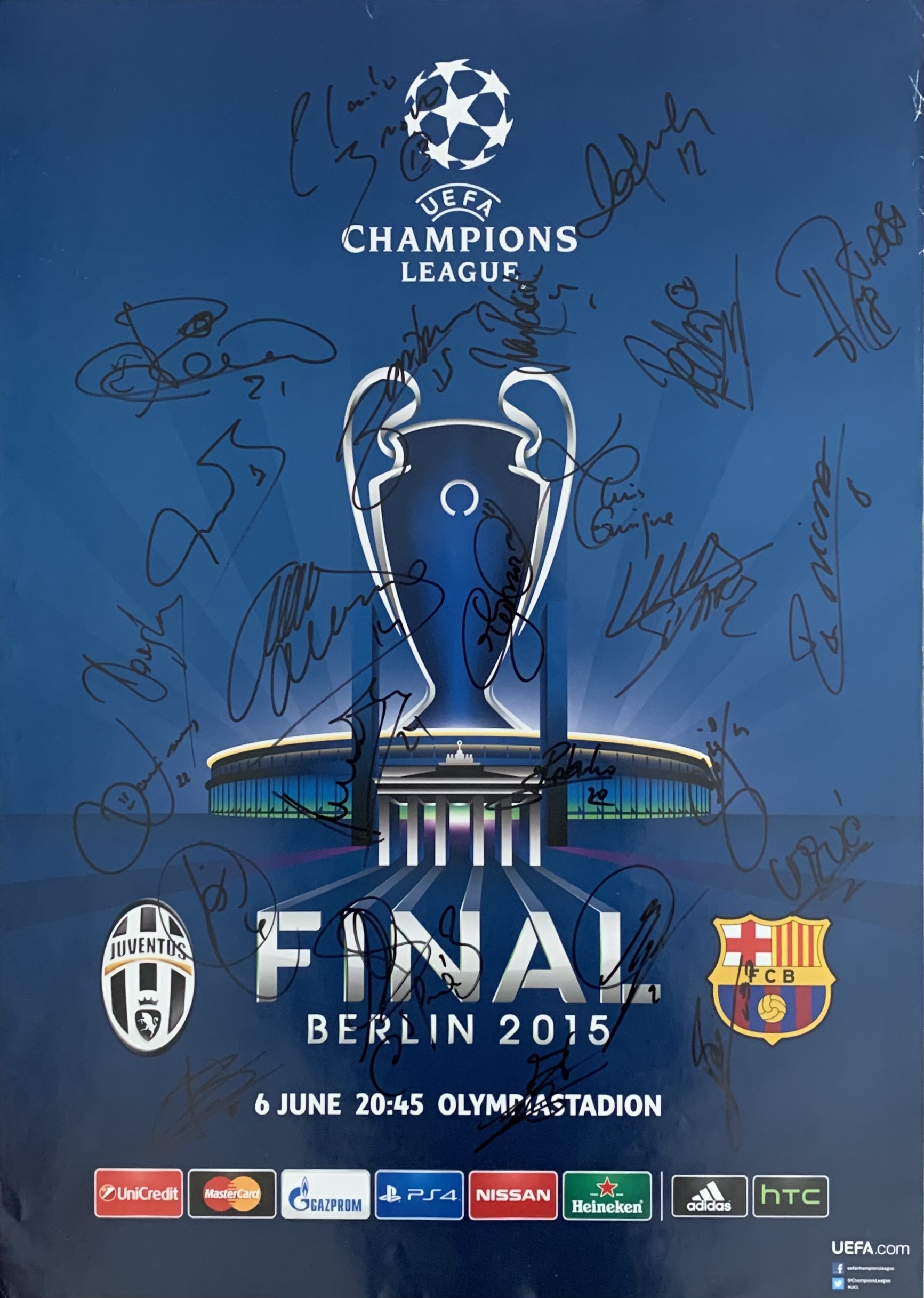 Pòster Final Champions 2015 Berlin signat pels jugadors FC Barcelona
