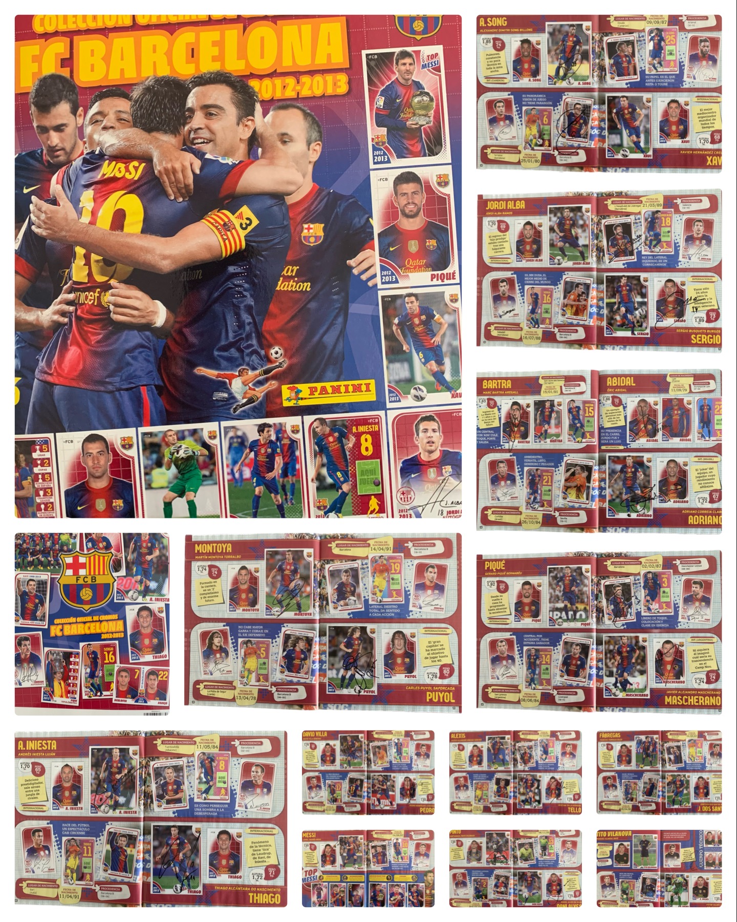 Àlbum 2012-2013 signat pels jugadors FC Barcelona Panini Messi