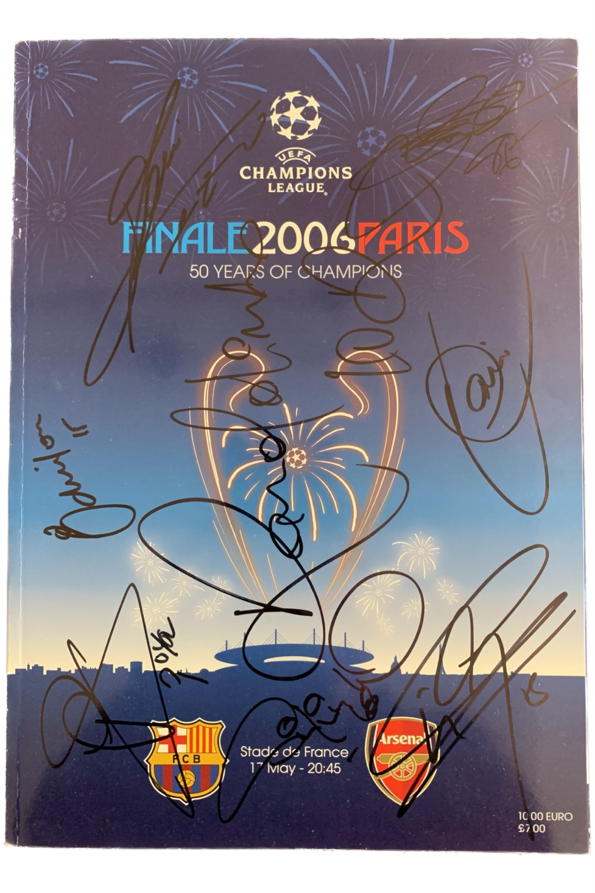 Programa Final Champions 2006 signat jugadors FC Barcelona