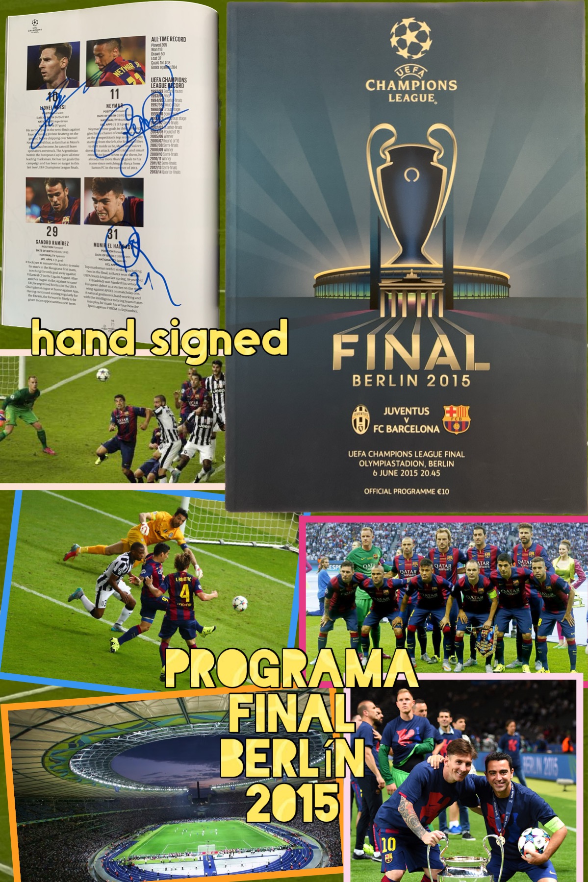 Programa Final Champions 2015 signat jugadors FC Barcelona
