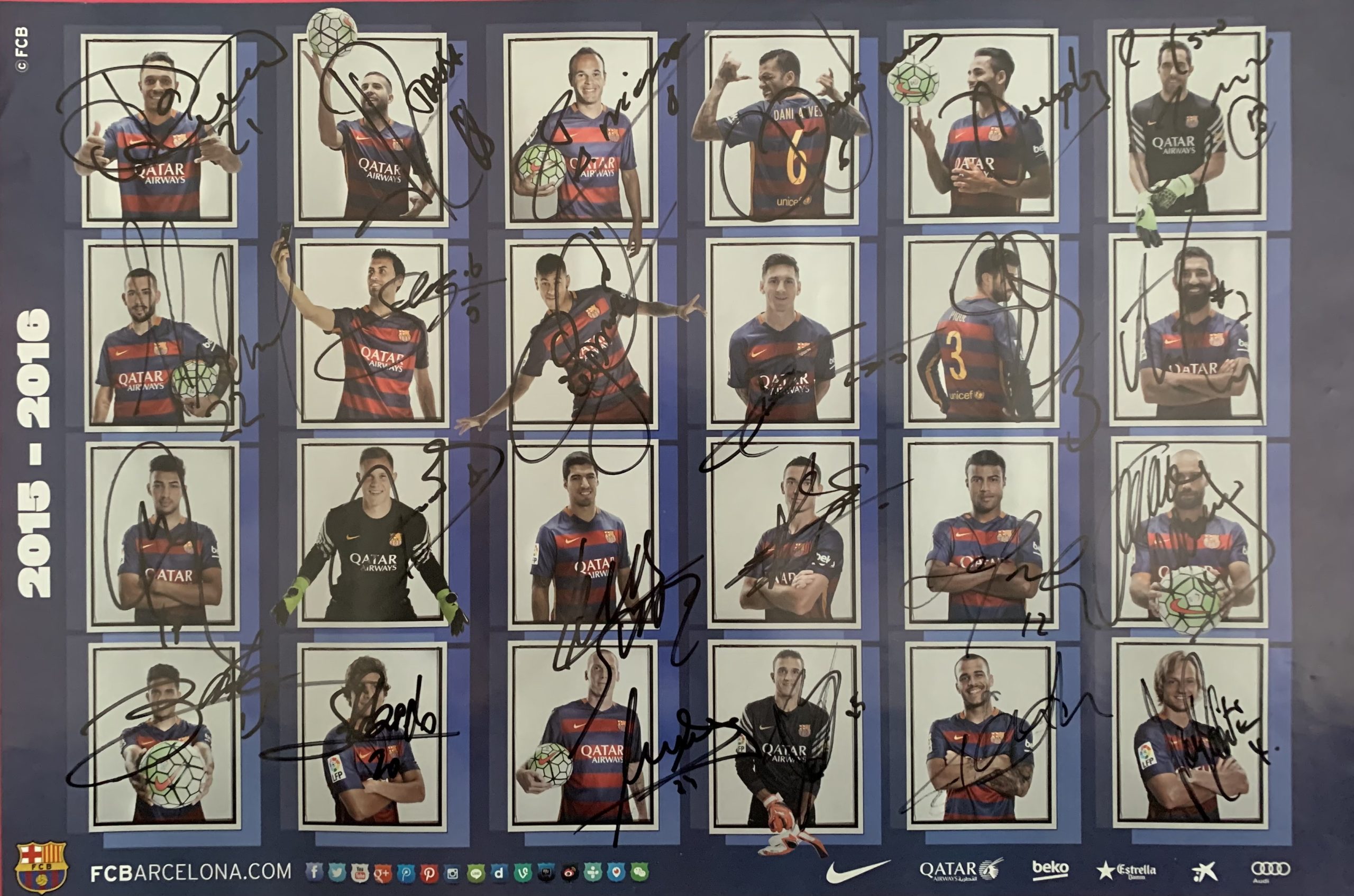 Pòster FC Barcelona 2015-2016 signat pels jugadors