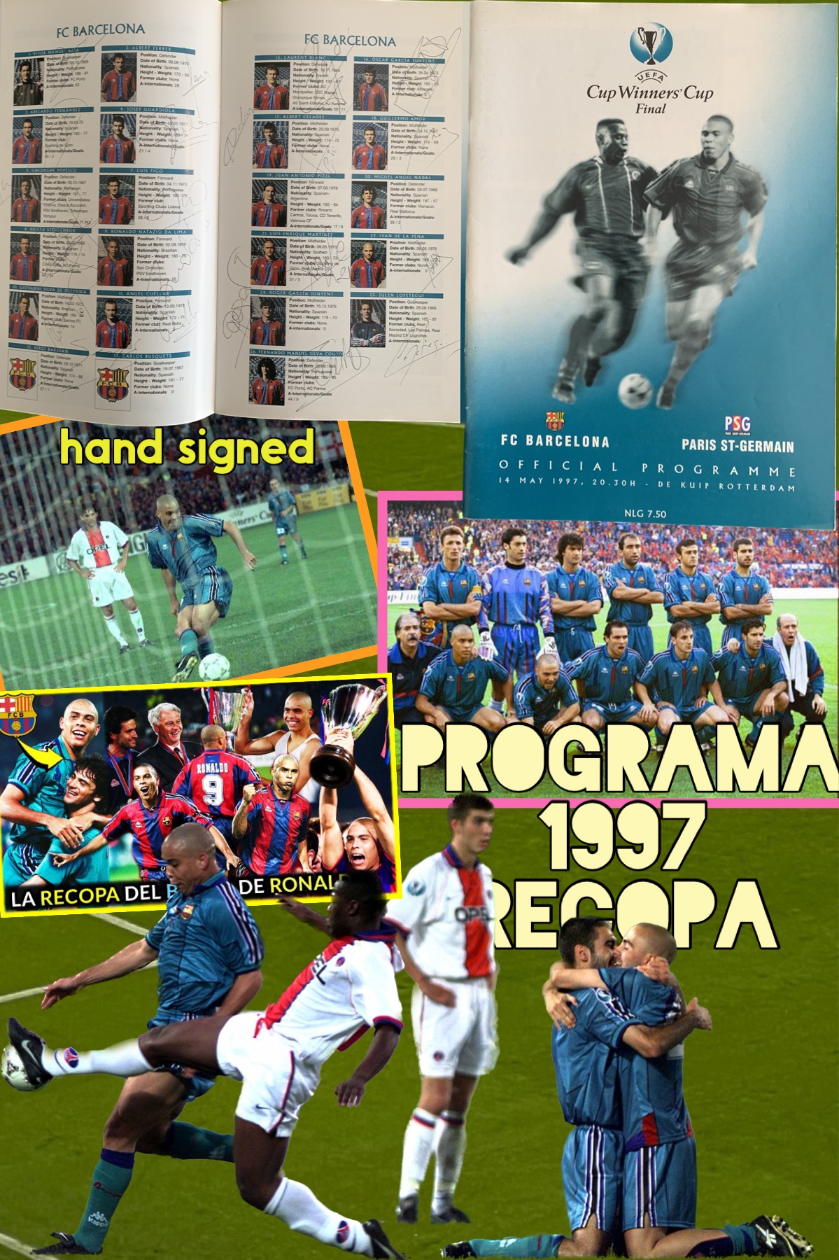Programa Recopa de Europa FC Barcelona 1 PSG 0 1997