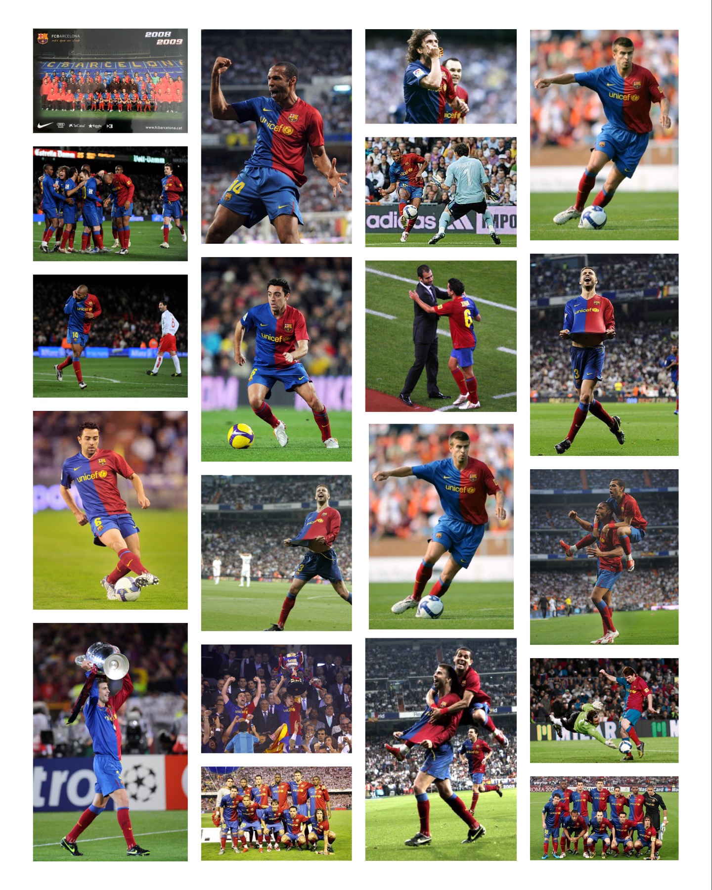 Pòster FC Barcelona signat pels jugadors temporada 2008-2009 Copa Liga Champions