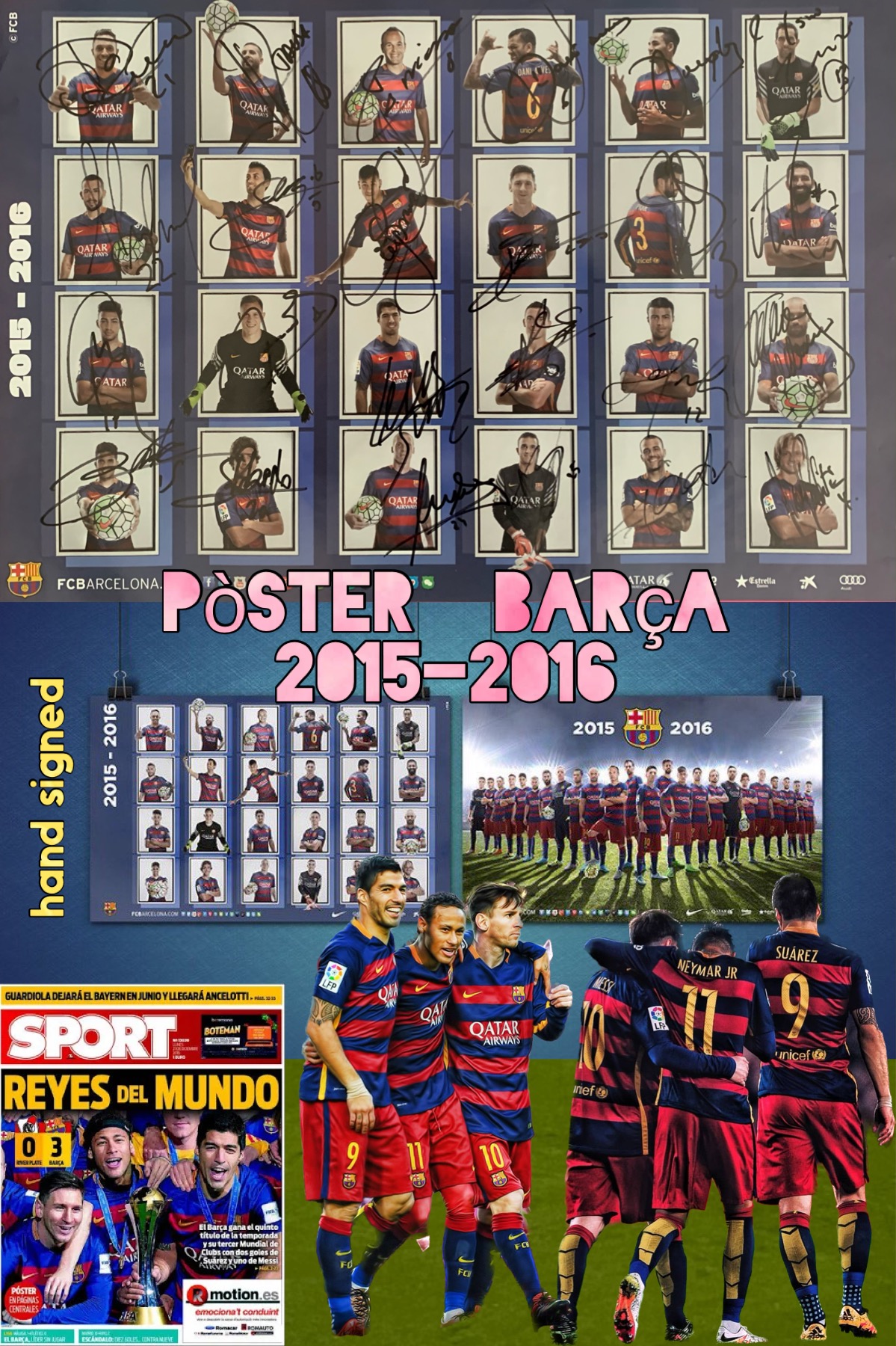 Pòster FCBarcelona 2015/16 signat pels jugadors del Barça