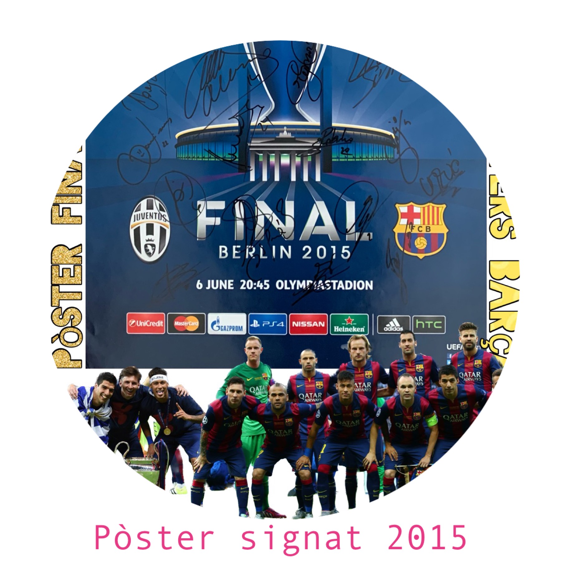 Pòster Final Champions 2015 Berlin signat pels jugadors FC Barcelona