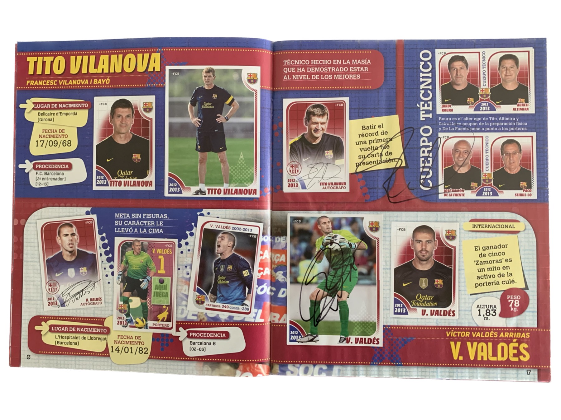 Àlbum 2012-2013 signat pels jugadors FC Barcelona Panini Tito Vilanova