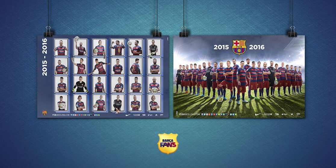 Pòster FCBarcelona 2015/16 signat pels jugadors del Barça
