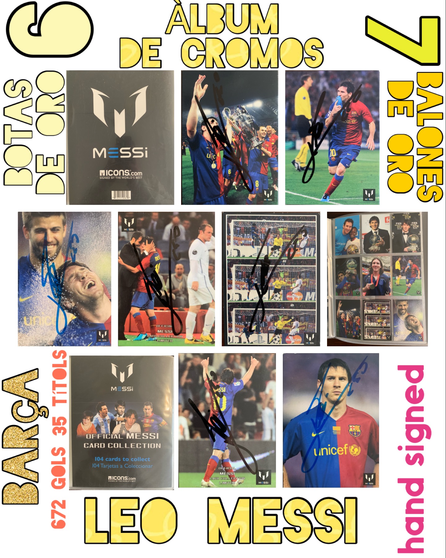 leo MESSI 2002-2013 àlbum de cromos icons.com hand signed Barça Argentina