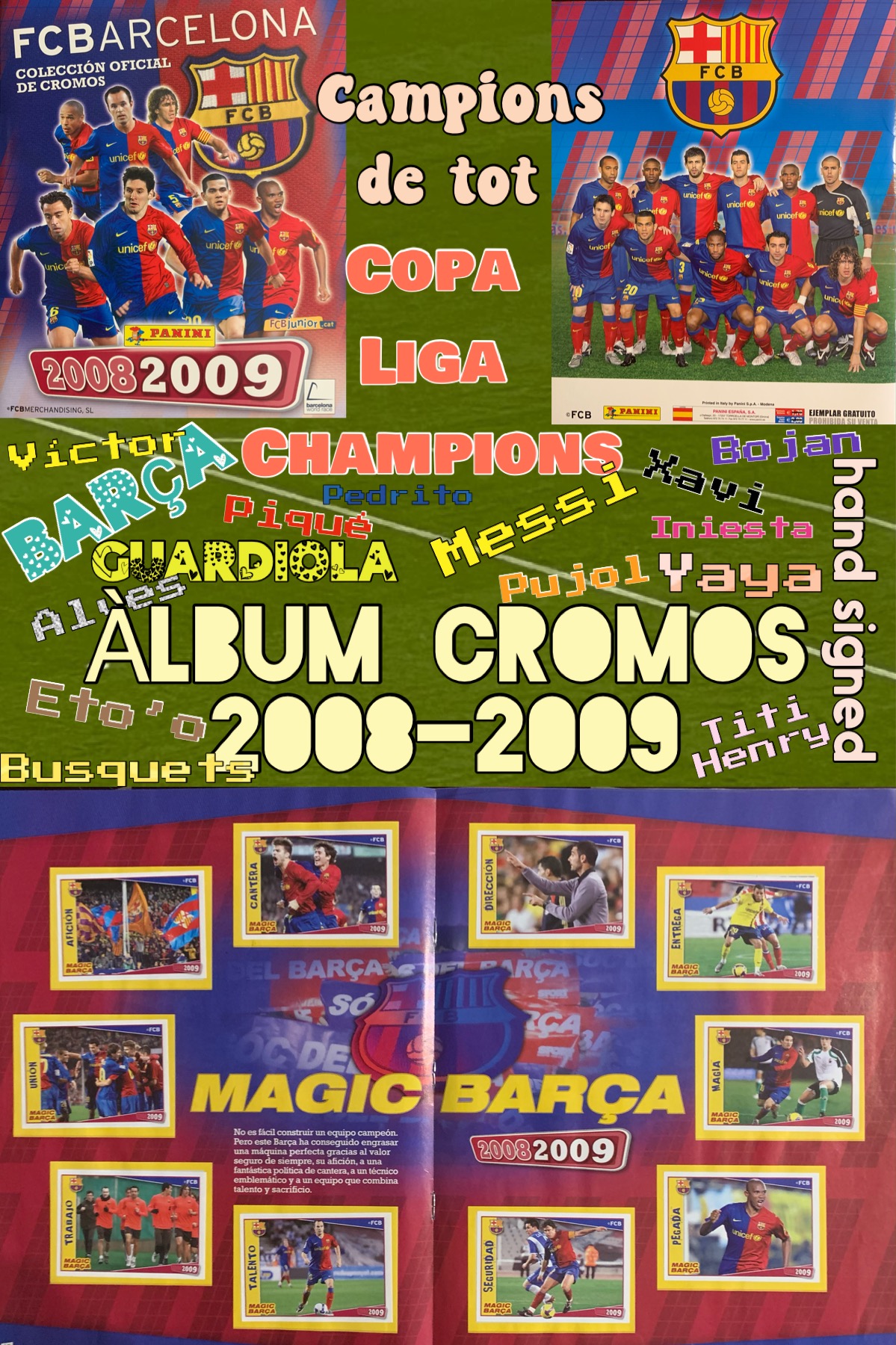 Temporada 2008-2009 FCBarcelona àlbum de cromos signat pels jugadors
