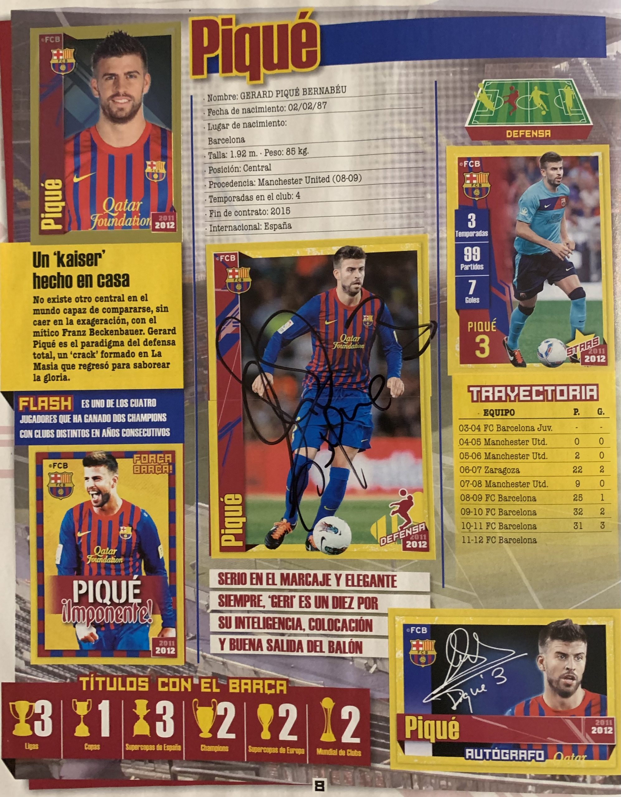Colección FCBARCELONA 2011-2012 signat pels jugadors del Barça Piqué