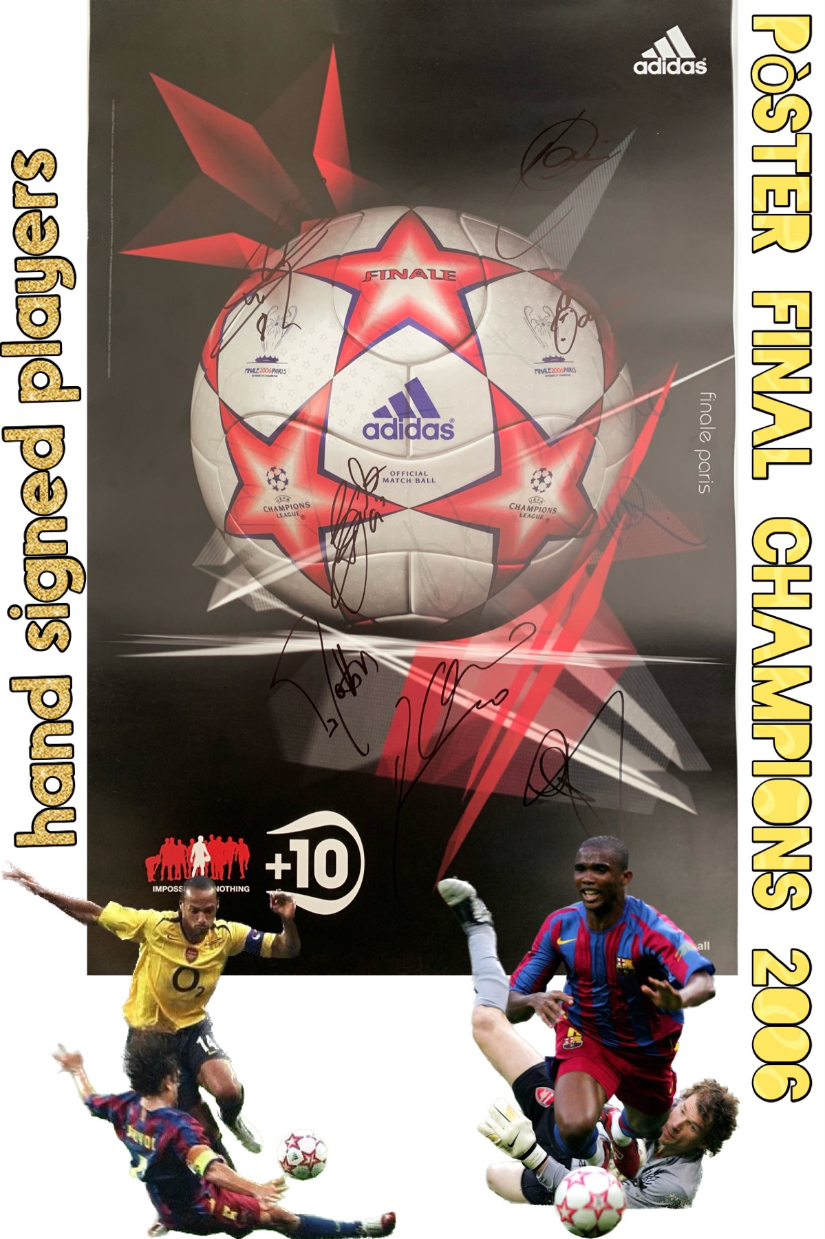 Pòster pilota adidas final Champions League 2006 FC Barcelona signat pels jugadors del Barça