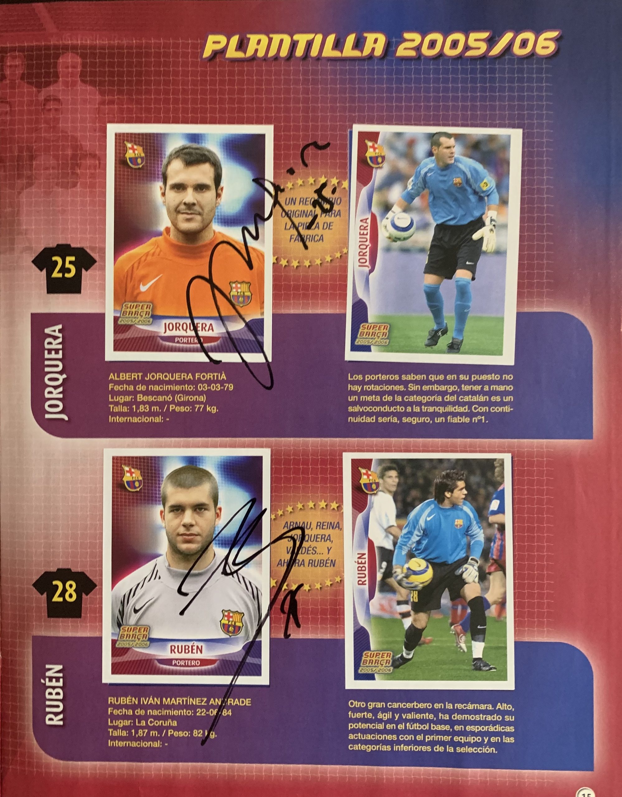 Àlbum de cromos FC Barcelona signat jugadors del Barça temporada 2005-2006 Oleguer Iniesta