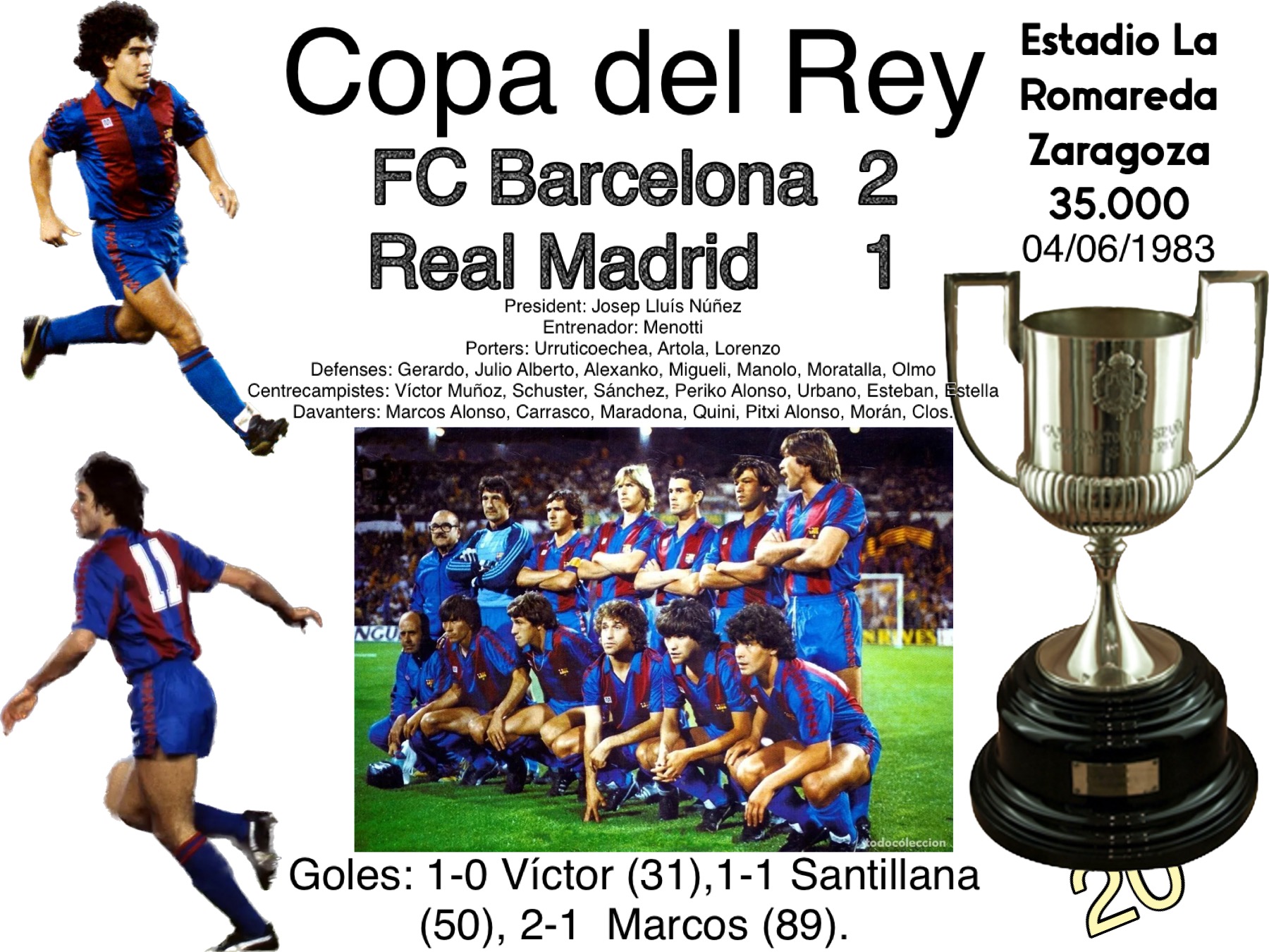 Copa del Rey 1983 FC Barcelona Real Madrid Zaragoza Maradona Marcos