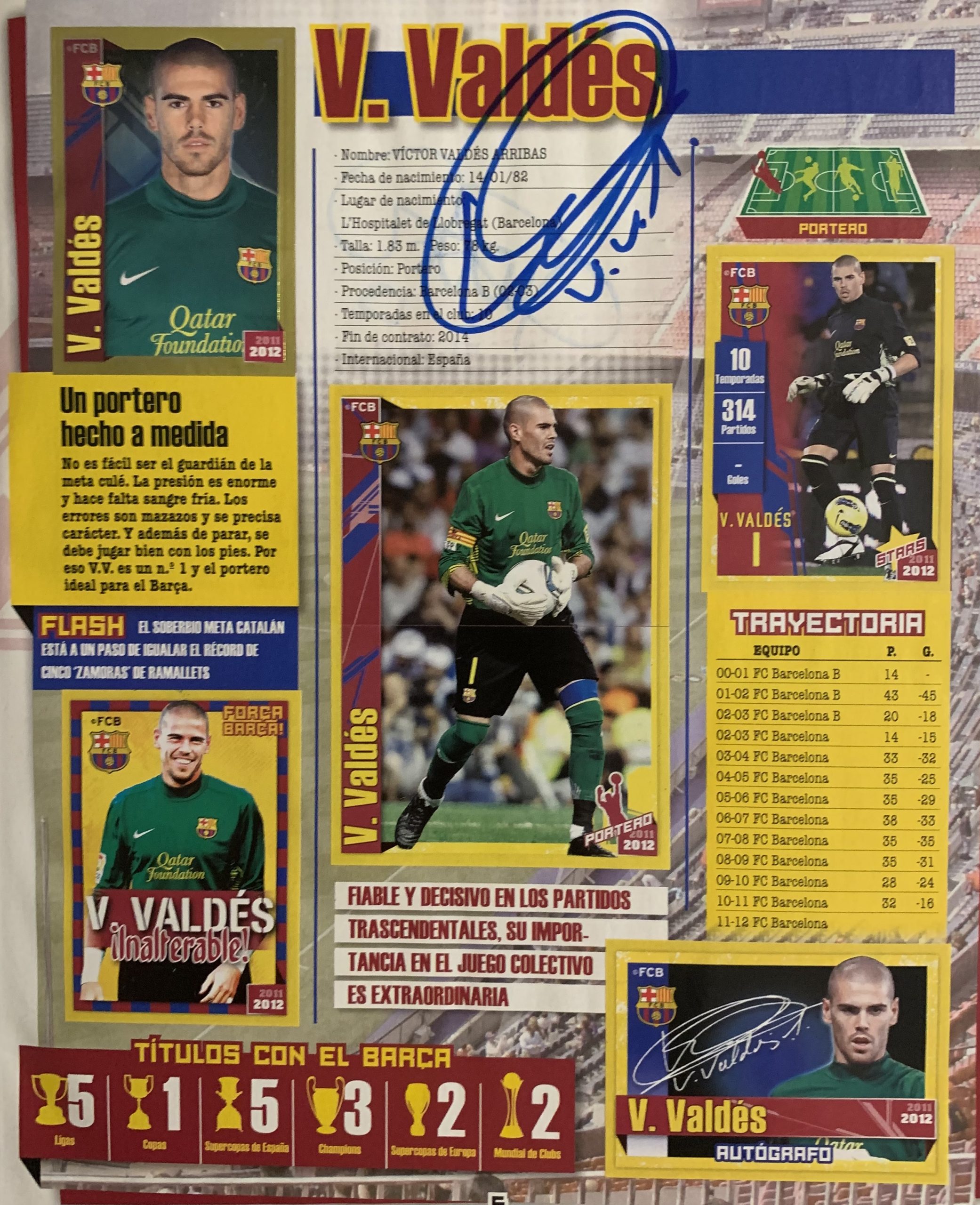 Colección FCBARCELONA 2011-2012 signat pels jugadors del Barça Víctor Valdes